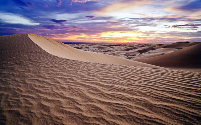 Обои картинки фото природа, пустыни, барханы, песок, пустыня, небо, облака, закат