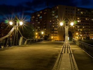 Картинка германия города -+огни+ночного+города фонари мост дома