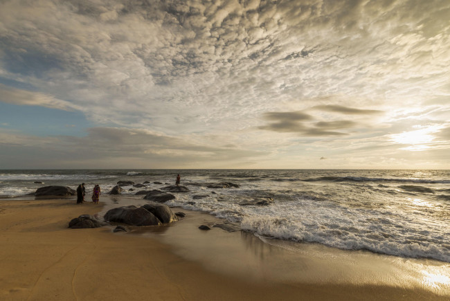 Обои картинки фото природа, побережье, море, бенгальский, залив, индия, закат, океан