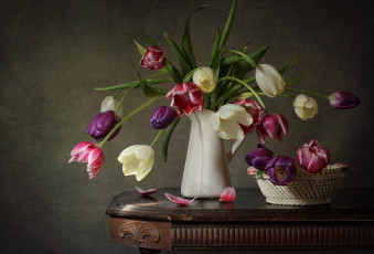 Картинка цветы букеты +композиции разноцветный букет тюльпаны