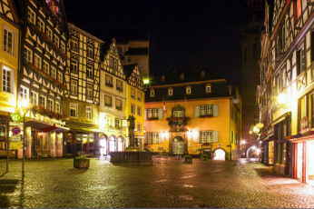 Картинка города кохем+ германия вечер огни улица