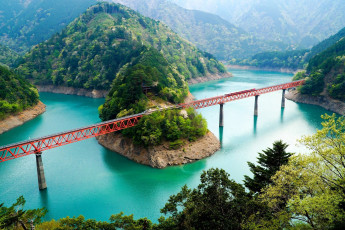 Картинка природа реки озера озеро мост горы