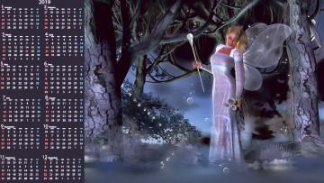Картинка календари 3д-графика 2019 calendar женщина дерево растение природа фея девушка крылья