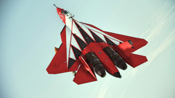 Картинка су-57 авиация боевые+самолёты реактивный военный самолет красный многофункциональный истребитель окб сухого