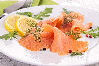 Картинка еда рыбные+блюда +с+морепродуктами укроп форель лимон
