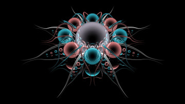 Картинка 3д графика fractal фракталы абстракция шары цвета черный фон