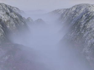 Картинка 3д графика nature landscape природа горы туман