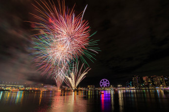 обоя docklands fireworks, города, мельбурн , австралия, фейерверк, ночь