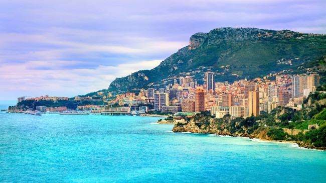 Обои картинки фото monaco, города, монако , монако, ligurian, sea, гора, здания, побережье, лигурийское, море, панорама
