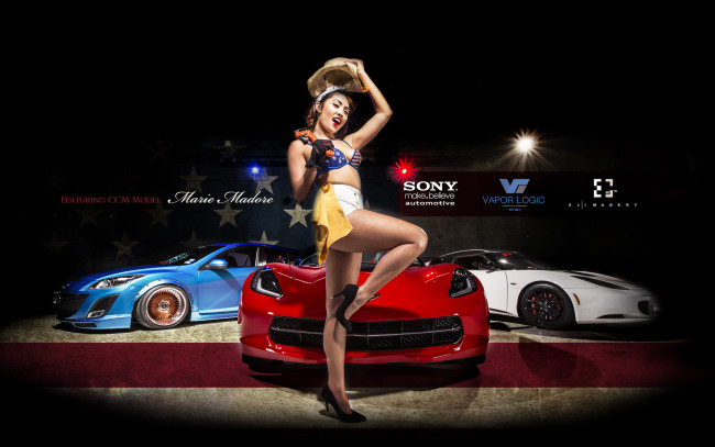 Обои картинки фото автомобили, авто с девушками, asian, girl, corvette, tuning, cars