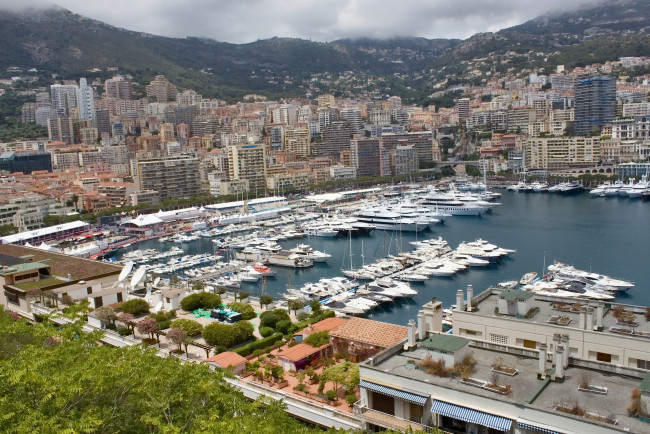 Обои картинки фото fontvieille,  monaco, города, фонвьей , монако, катера, бухта, яхты, панорама, гавань, фонвьей, monaco, здания, порт