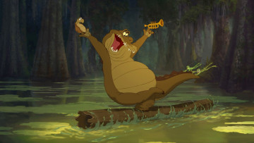 Картинка мультфильмы the+princess+and+the+frog крокодил водоем лягушки