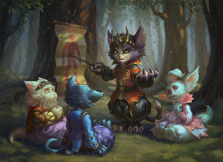 Картинка фэнтези существа иной коты мир лес