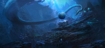 Картинка фэнтези существа змей морской глубина монстр существо