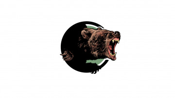 Картинка рисованное минимализм медведь морда пасть рык клыки