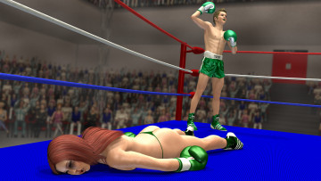Картинка 3д+графика спорт+ sport девушка взгляд фон ринг бокс