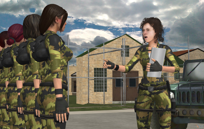 Обои картинки фото 3д графика, армия , military, девушки, фон, взгляд