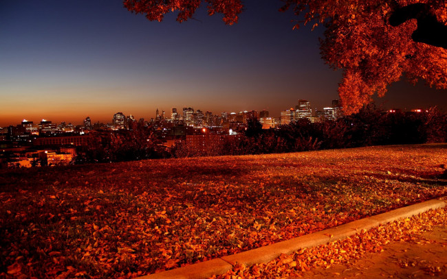 Обои картинки фото осень, города, огни, ночного