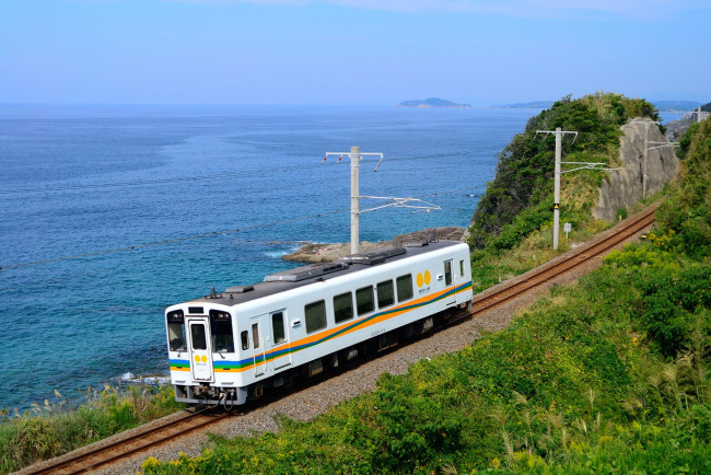Обои картинки фото техника, поезда, побережье, вагон
