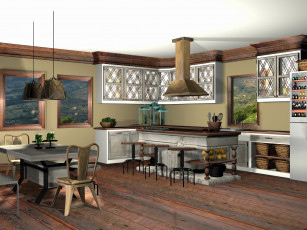 Картинка 3д графика realism реализм кухня интерьер
