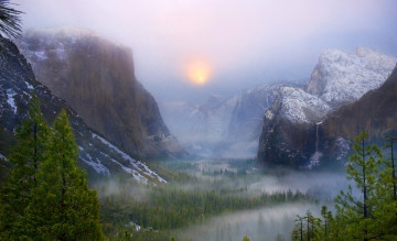 Картинка природа горы зима утро лес foresta калифорния национальный парк йосемити сша by darvin atkeson