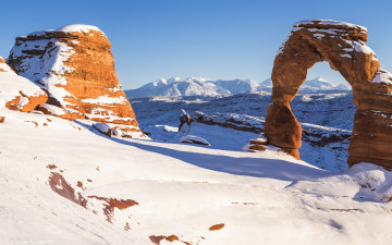 Картинка природа горы панорама снег зима арка скалы каньон сша