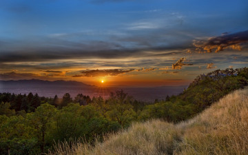 Картинка природа восходы закаты mount olympus cove millcreek township панорама закат озеро юта милкрик utah