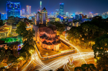 Картинка vietnam города -+огни+ночного+города простор