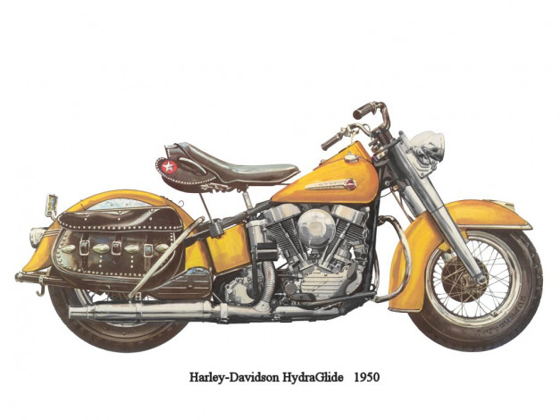 Обои картинки фото hd, 1950, мотоциклы, рисованные