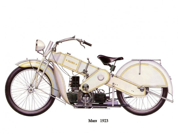 Обои картинки фото mars, 1923, мотоциклы, рисованные