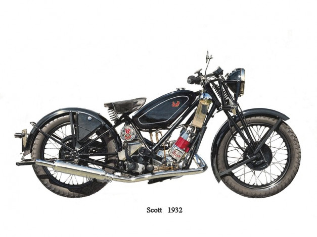 Обои картинки фото scott, 1932, мотоциклы, рисованные
