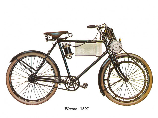 Обои картинки фото werner, 1897, мотоциклы, рисованные