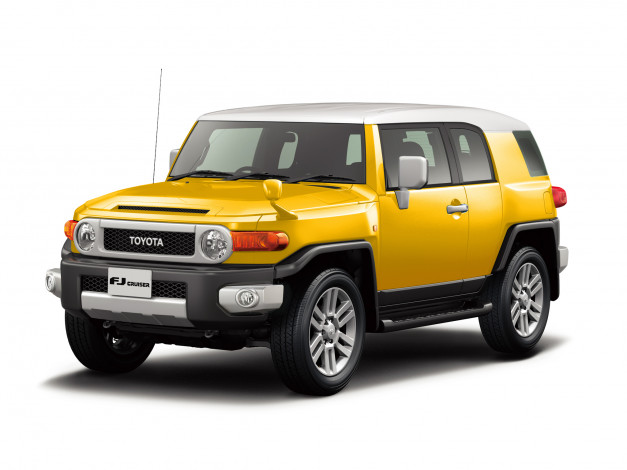 Обои картинки фото автомобили, toyota, желтый, 2014г, gsj15w, jp-spec, cruiser, fj