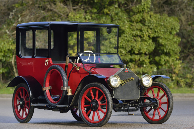 Обои картинки фото автомобили, классика, model, a, mitsubishi, красный, 1917г