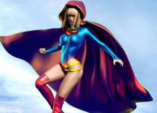 Картинка 3д+графика фантазия+ fantasy фон взгляд девушка супермен полет