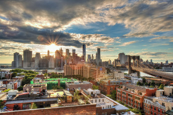Картинка manhattan города нью-йорк+ сша панорамма рассвет утро