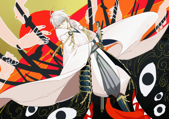 Обои картинки фото аниме, touken ranbu, танец, мечей