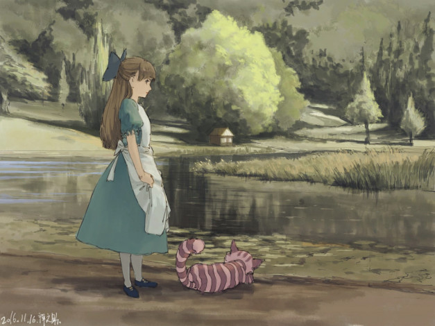 Обои картинки фото аниме, alice in wonderland, живопись