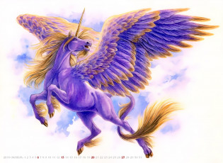 Картинка календари фэнтези лошадь calendar конь крылья единорог 2019