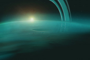 Картинка уран космос планета вселенная поверхность грунт бирюза горизонт пространство пустыня атмосфера облака туман