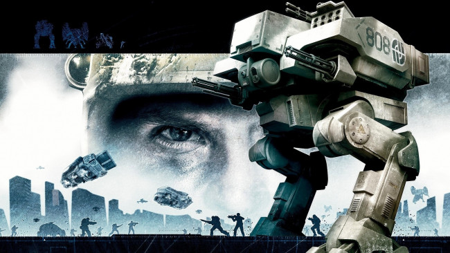 Обои картинки фото видео игры, battlefield 2142, робот, люди, война, техника