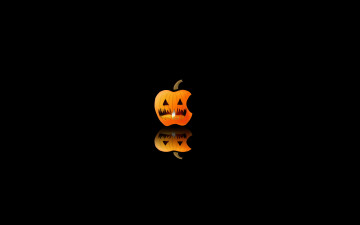 Картинка компьютеры apple отражения логотип яблоко тёмныё