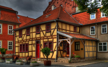 Картинка германия тюрингия мюльхаузен города здания дома улица