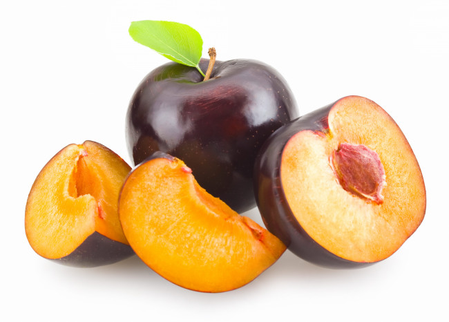 Обои картинки фото еда, персики, сливы, абрикосы, дольки