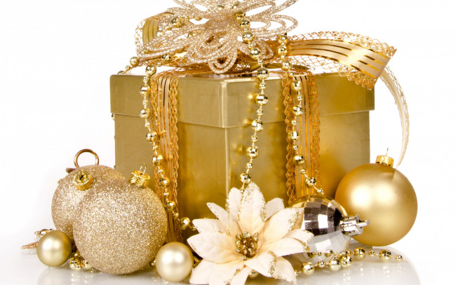 Обои картинки фото праздничные, подарки и коробочки, box, gift, christmas, украшения, золото, merry, xmas, golden, подарок, новый, год, рождество, decoration