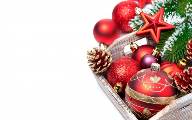 Обои картинки фото праздничные, украшения, новый, год, рождество, balls, box, decoration, new, year, christmas, merry, коробка, шары