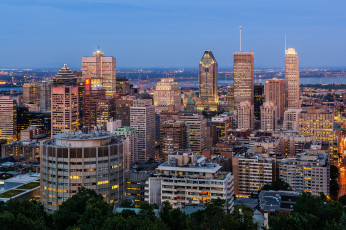 Картинка glowing+city города монреаль+ канада панорама небоскребы