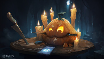 Картинка праздничные хэллоуин ножи тыква halloween телефон арт свечи праздник