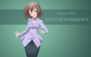 Картинка аниме baka+to+test+to+shoukanjuu девушка взгляд фон