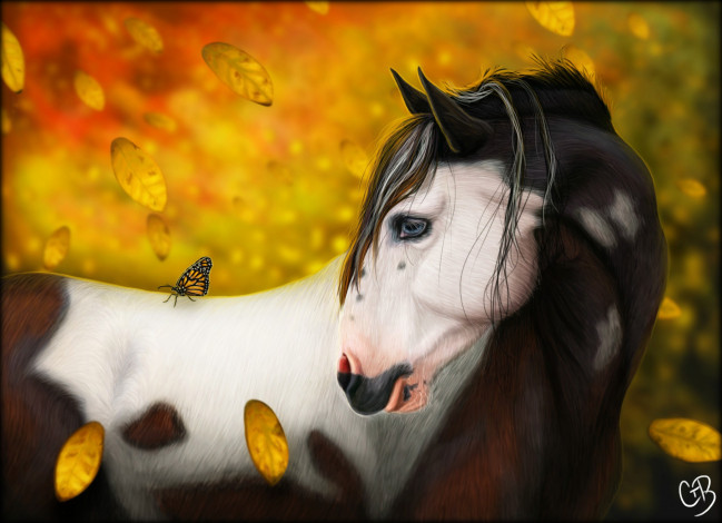 Обои картинки фото рисованное, животные,  лошади, лошадь
